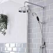 Douchekolom Klassiek Chromen/Zwart met 19cm Ronde Douchekop en Handdouche | Elizabeth