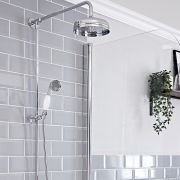 Douchekolom Klassiek Douchekop 19cm Rond Handdouche Chroom en Wit | Elizabeth