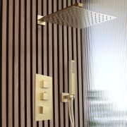 Douchekraan Thermostatisch 2-Weg met Douchekop en Handdouche - Satijn Goud | Lyra