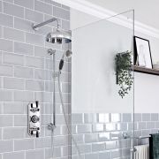Doucheset Klassiek - 2-Weg Thermostatische Douchekraan, Douchekop en Handdouche met Glijstang Chroom en Zwart | Elizabeth