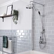 Douchekolom Klassiek Opbouw 2-Greeps 2-Weg Thermostatisch Douchekop 19cm Rond Handdouche Chroom en Zwart | Elizabeth