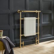 Handdoekradiator Klassiek 96,3cm x 67,3cm (met Overhangend Handdoekrek) - Satijn Goud | Elizabeth