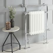 Handdoekradiator Dual Fuel / Hybride Klassiek Wit  62cm x 93cm Optionele Wifi Thermostaat en Kabelafdekking | Elizabeth