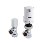 Radiatorkranen Thermostatisch Haaks Wit en Chroom