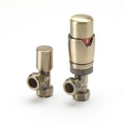 Thermostatische Radiatorkraan en Afsluiter - Haaks, Geborsteld Goud