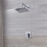 Douchekop 30cm Vierkant met Douchemengkraan Inbouw Chroom | Harting