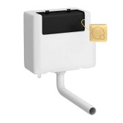 Stortbak Inbouw met Onderinlaat en Geborsteld Messing Vierkant Bedieningspaneel