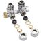 Radiatorkraan Thermostatisch Onderblok Middenaansluiting Haaks Chroom met 14mm Adapters