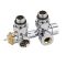 Radiatorkraan Thermostatisch Onderblok Middenaansluiting Haaks Chroom met 14mm Adapters