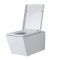 Toilet Hangend Keramisch Vierkant met Soft-Close WC-Bril Wit | Halwell