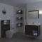 Badkamermeubel Set Hangend 80cm Donker Eiken Incl Wastafelmeubel + Toilet + Stortbak + Ombouw + Open Kast - Incl/excl LED - Hoxton