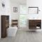 Badkamermeubel Set Hangend 80 cm Donker Eiken Incl Wastafelmeubel + Toilet + Stortbak + Ombouw - incl/excl. LED - Hoxton