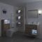 Badkamermeubel Set Hangend 80cm Licht Eiken Incl Wastafelmeubel + Toilet + Stortbak + Ombouw + Open Kast - Incl/excl LED - Hoxton