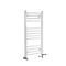 Handdoekradiator Dual Fuel / Hybride Wit Gebogen Ontwerp - 100cm x 50cm - Incl. 400W Verwarmingselement, T-Stuk en Radiatorkranen | Ive