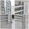 Handdoekradiator Dual Fuel / Hybride Chromen Gebogen Ontwerp - 80cm x 50cm - Incl. 300W Verwarmingselement, T-Stuk en Radiatorkranen | Kent