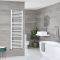 Handdoekradiator Dual Fuel / Hybride Wit Gebogen Ontwerp - Incl. Verwarmingselement, T-Stuk en Radiatorkranen | Keuze Afmeting | Ive