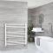 Handdoekradiator Dual Fuel / Hybride Wit Vlak - 100cm x 100cm - Incl. 800W Verwarmingselement, T-Stuk en Radiatorkranen | Ive