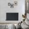 Elektrische Design Radiator Horizontaal Antraciet | 63,5cm Hoog - Keuze Breedte | Keuze WiFi-Thermostaat | Vaste Bedrading of met Stekker | Sloane - ECOSO van Hudson Reed