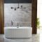 Vrijstaand bad 170cm x 80cm met Twee Rugleuningen Modern Geribbeld | Keuze Afwerking Overloop | Florence