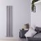 Verticale Design Radiator met Spiegel Dubbel Paneel - Zilver | Keuze Hoogte | Revive