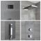 Douchepaneel Inbouw 4-Weg Thermostatisch 2-Delig met Waterval- en Regendouchekop, Handdouche en 6 x Zijdouches Gunmetal Grey | RyuKyu