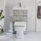Exton Toilet Fontein Combinatie Modern, Incl. WC-ombouw en Verbogen Reservoir 50cm x  89cm - Betongrijs | Chromen Spoelknop | Cluo