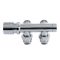 Radiatorkraan Onderblok Middenaansluiting Haaks Chroom met 16mm Adapters