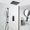 Doucheset - 2-Weg Thermostatische Douchekraan, Plafond Douchekop en Handdouche met Glijstang Zwart | Nox