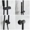 Doucheset - 2-Weg Thermostatische Douchekraan, Ronde Douchekop en Handdouche met Glijstang Zwart | Nox
