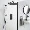 Doucheset - 2-Weg Thermostatische Douchekraan, Ronde Douchekop en Handdouche met Glijstang Zwart | Nox