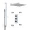 Doucheset - 3-Weg Thermostatische Douchekraan met Omstel, Douchekop, Handdouche met Glijstang en Vier Zijdouches Chroom | Kubix