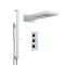 Doucheset - 3-Weg Thermostatische Douchekraan met Omstel, Douchekop met Watervaleffect, Handdouche met Glijstang Chroom | Kubix