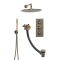 Doucheset - 3-Weg Thermostatische Douchekraan met Omstel, Ronde Douchekop, Handdouche en Overloop-Badvuller Geborsteld Messing | Clarus