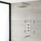 Doucheset 3-Weg Inbouw Thermostatisch Douchekop Vierkant 30 x 30cm Baduitloop 4 Zijdouches Geborsteld Nikkel | Harting