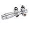 Radiatorkraan Thermostatisch Onderblok Middenaansluiting Haaks Chroom met 16mm Multi-Adapters