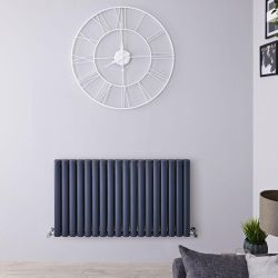 Design Radiator Antraciet Horizontale Aluminium DubbelPaneel 107cm x 60cm |Revive Air