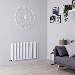 Design Radiator Wit Horizontale Aluminium DubbelPaneel 107cm x 60cm |Revive Air