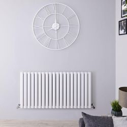 Design Radiator Wit Horizontale Aluminium DubbelPaneel 119cm x 60cm |Revive Air
