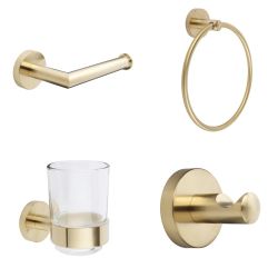 Badkameraccessoiresset 4-Delig Modern - Satijn Goud | Ayanna