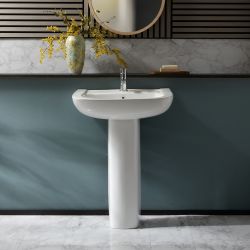 Wastafel met Zuil Modern 60cm (Eén Kraangat) | Milton