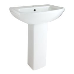 Wastafel met Zuil Modern 60cm (Eén Kraangat) | Halwell