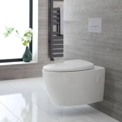 Toilet Hangend Randloos Keramisch met Soft-Close WC-Bril Wit | Kenton