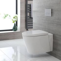 Toilet Hangend Randloos Keramisch met Soft-Close WC-Bril Wit | Alswear
