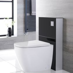 Japans Toilet| Hirayu Stortbak Ombouw Dubbele Spoelknop 3/6 Liter Staand Zwart 50cm | Saru