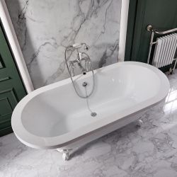 Vrijstaand Bad met Twee Rugleuningen Klassiek 178cm x 82,5cm - Glanzend Wit | Keuze Afwerking Badpoten | Oxford