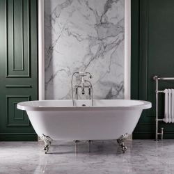 Vrijstaand Bad met Twee Rugleuningen Klassiek 178cm x 82,5cm - Glanzend Wit | Keuze Afwerking Badpoten | Oxford