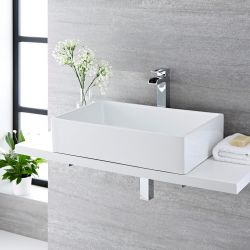 Opzetwastafel Rechthoekig 60cm x 39cm Wit | Haldon