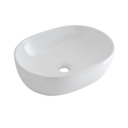 Opzetwastafel Ovaal 57,5cm x 36cm Wit met Muurgemonteerde Wastafelmengkraan Chromen | Otterton