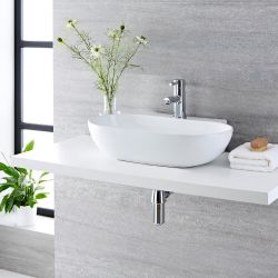 Opzetwastafel Ovaal 55,5cm x 39,5cm (1 Kraangat) Wit | Otterton