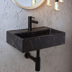 Hangende Wastafel Rechthoekig 50cm x 35cm (1 Kraangat) | Keuze Marmereffect | Sandford